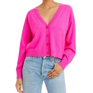 Aqua Brand, Vibrant Pink Cashmere Cardigan Sz M